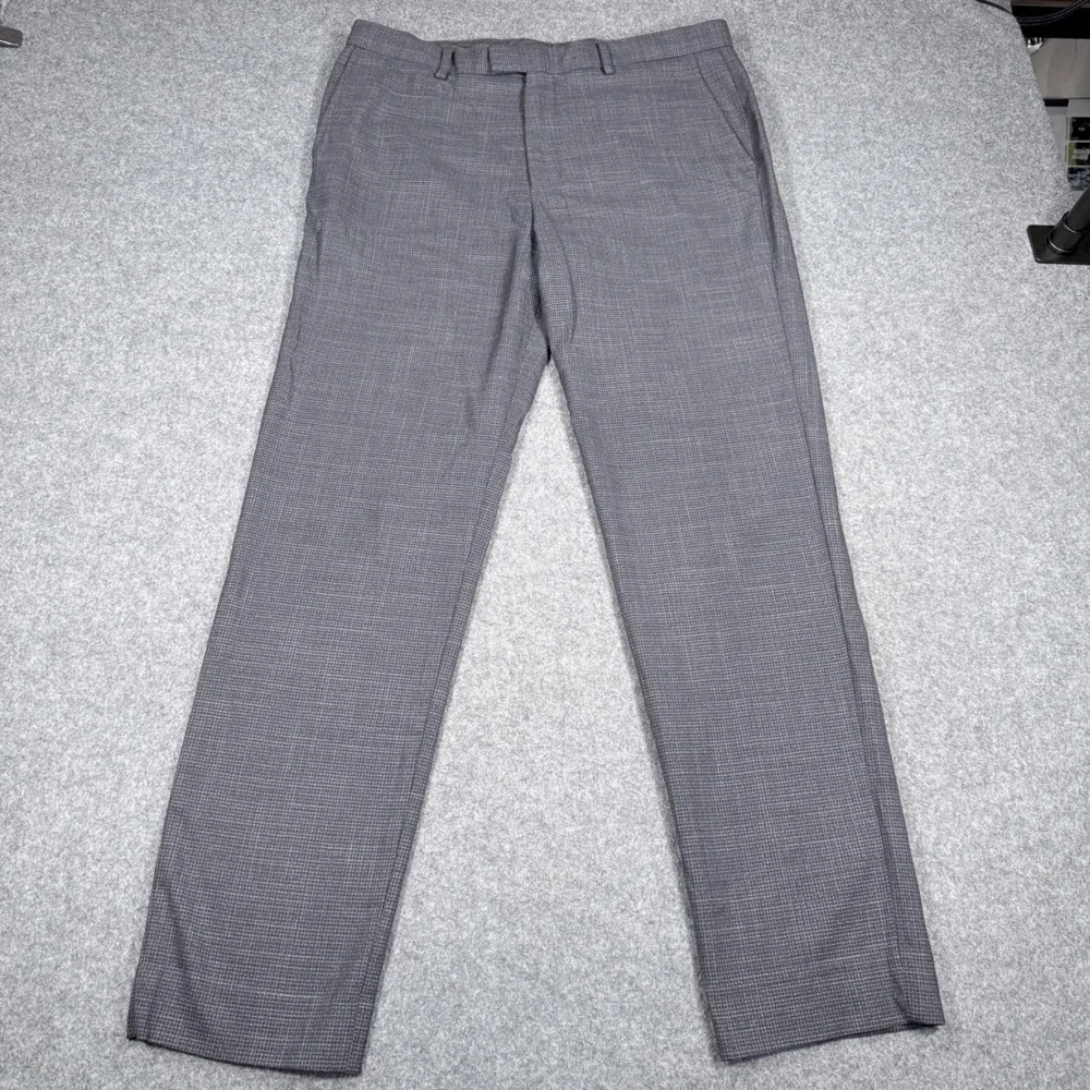 Banana Republic Slim Fit Gray Micro Pattern Dress Pants 34x32 Stretch Trousers